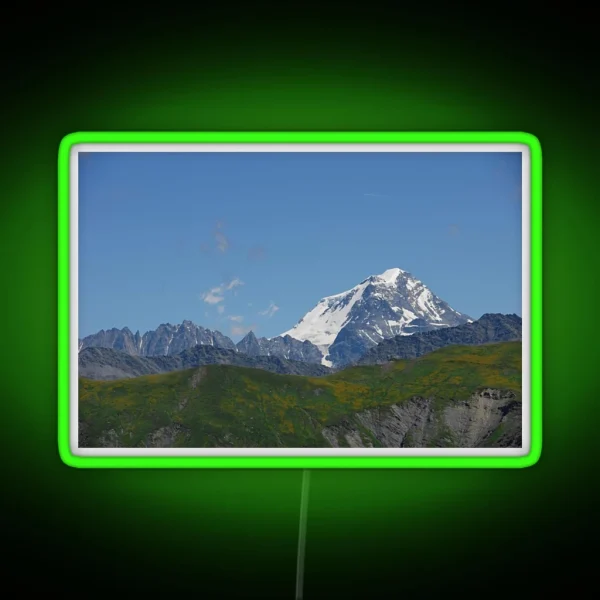 Snowy Mountain Peak Alpine Landscape RGB Neon Sign