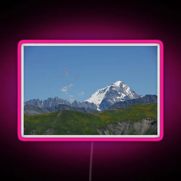 Snowy Mountain Peak Alpine Landscape RGB Neon Sign