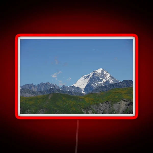 Snowy Mountain Peak Alpine Landscape RGB Neon Sign