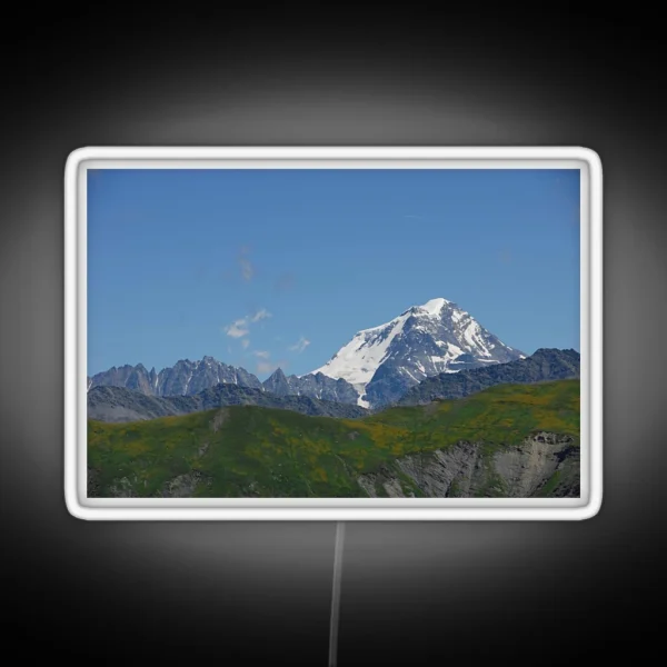 Snowy Mountain Peak Alpine Landscape RGB Neon Sign
