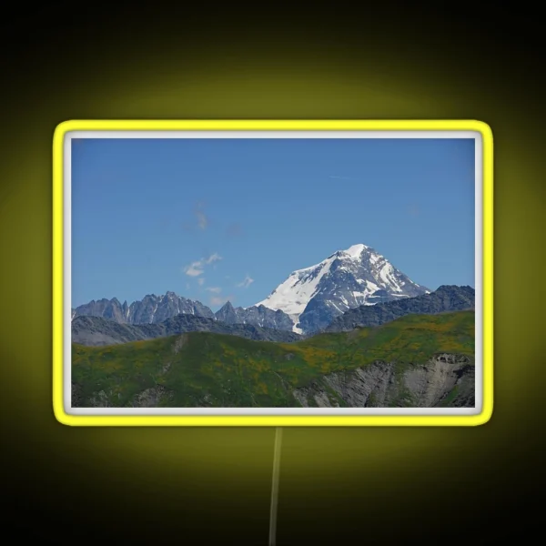 Snowy Mountain Peak Alpine Landscape RGB Neon Sign