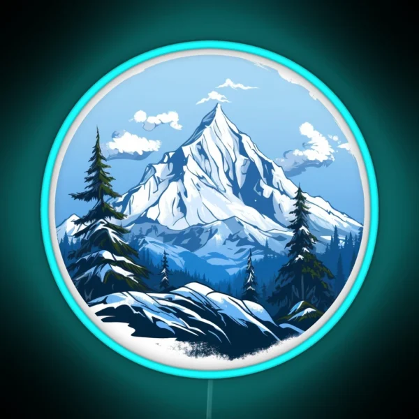 Snowy Mountain Peak RGB Neon Sign