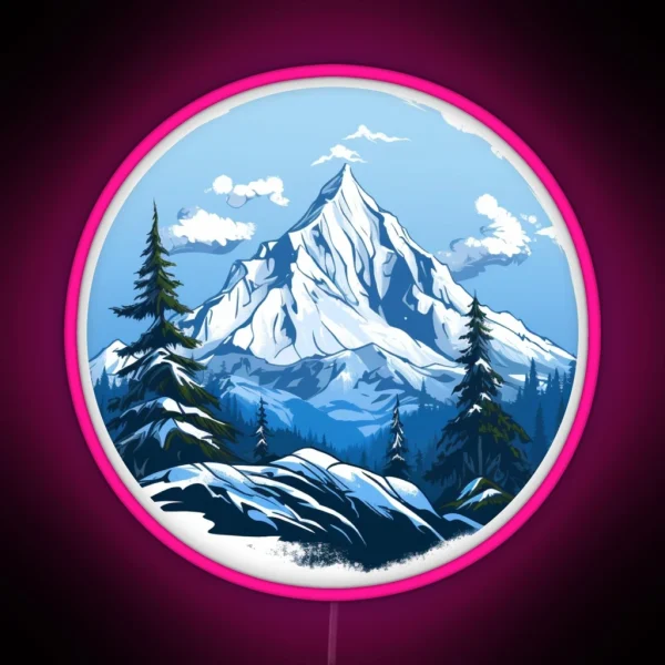 Snowy Mountain Peak RGB Neon Sign