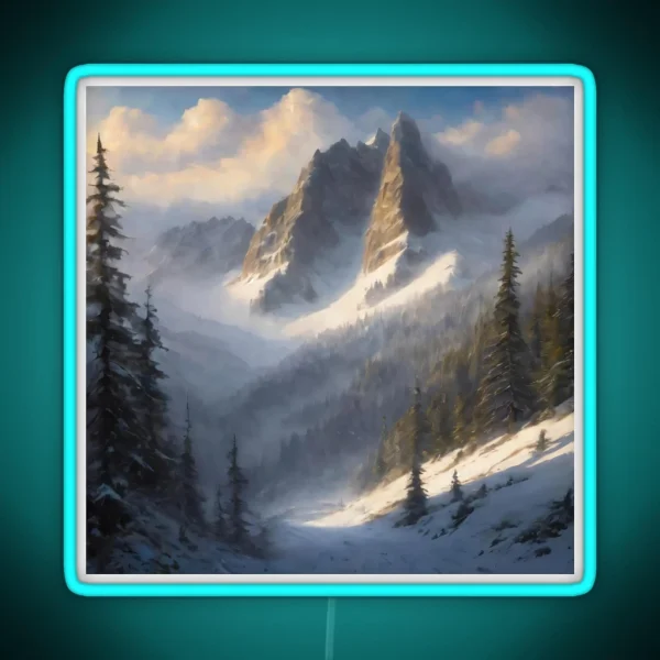 Snowy Mountain Peaks RGB Neon Sign