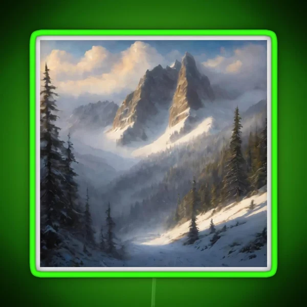 Snowy Mountain Peaks RGB Neon Sign