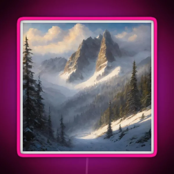 Snowy Mountain Peaks RGB Neon Sign