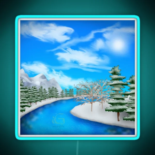 Snowy Mountain Ridge RGB Neon Sign