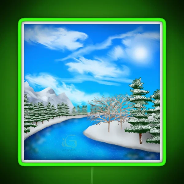 Snowy Mountain Ridge RGB Neon Sign