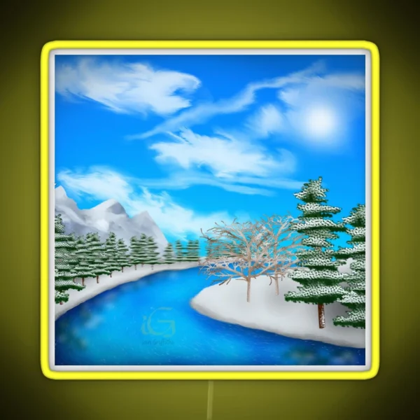 Snowy Mountain Ridge RGB Neon Sign