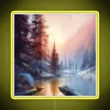 Vibrant RGB LED River Sunrise Mountain Landscape Decorative Wall Sign Lighting