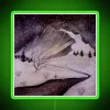 Whimsical snowy mountain road aesthetic with vibrant RGB glow accents