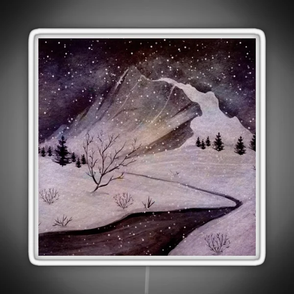 Snowy Mountain Road RGB Neon Sign
