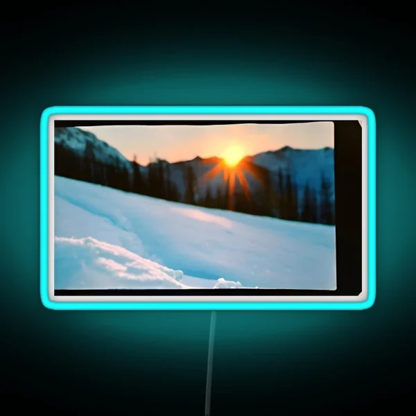 Snowy Mountain Sunset RGB Neon Sign