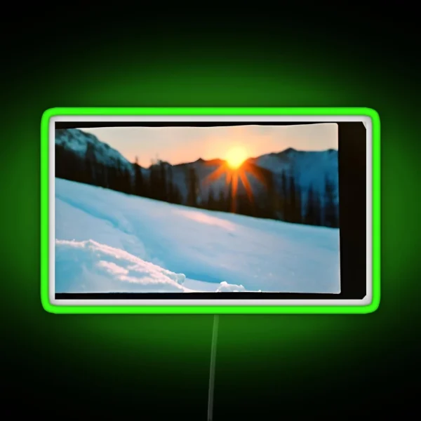 Snowy Mountain Sunset RGB Neon Sign