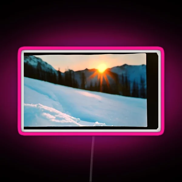Snowy Mountain Sunset RGB Neon Sign