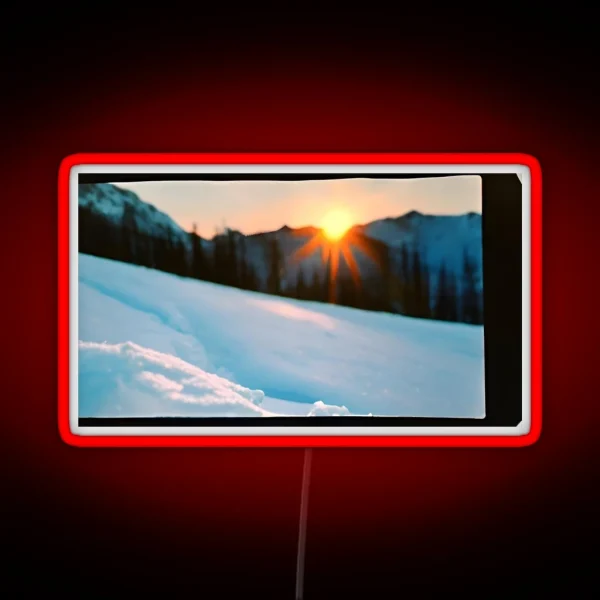 Snowy Mountain Sunset RGB Neon Sign