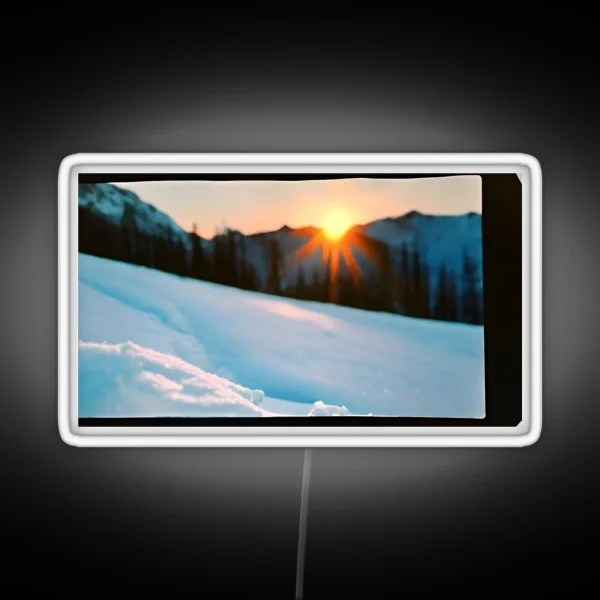 Snowy Mountain Sunset RGB Neon Sign