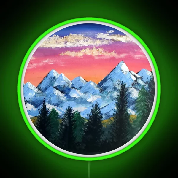 Snowy Mountain Sunset RGB Neon Sign