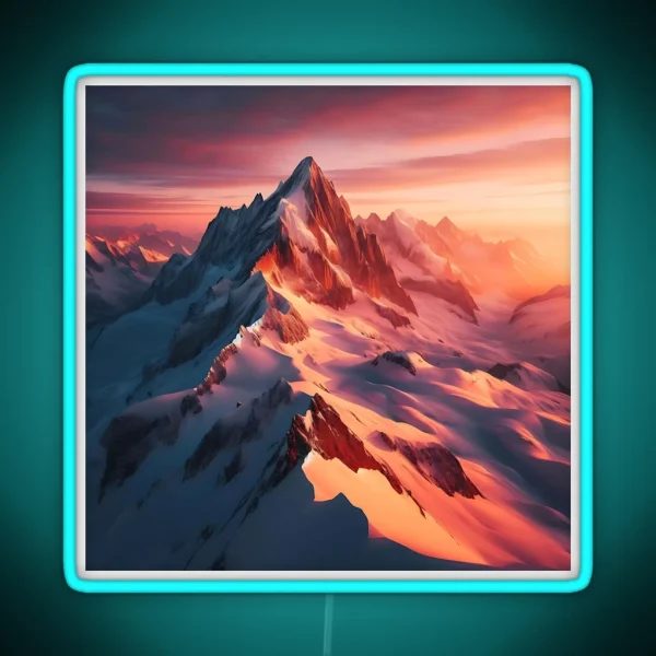 Snowy Mountain Sunset RGB Neon Sign