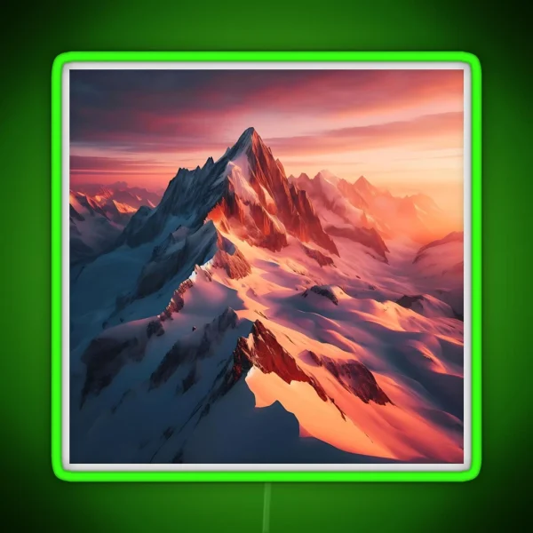 Snowy Mountain Sunset RGB Neon Sign