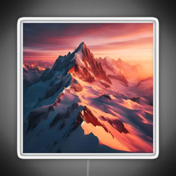 Snowy Mountain Sunset RGB Neon Sign