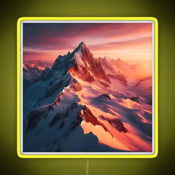 Snowy Mountain Sunset RGB Neon Sign