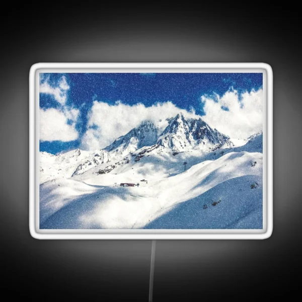 Snowy Mountain Top Winter Mood RGB Neon Sign