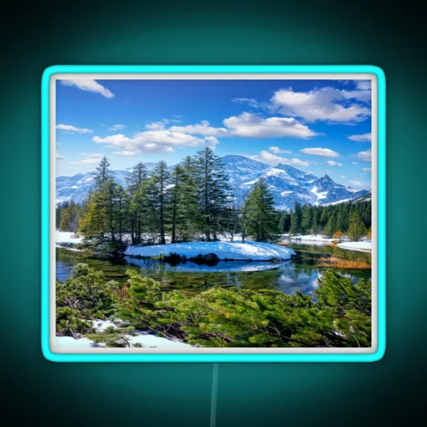 Snowy Mountain View RGB Neon Sign