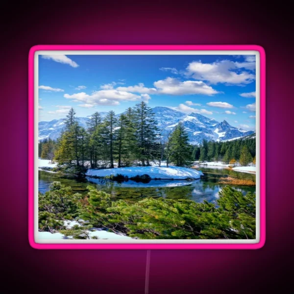 Snowy Mountain View RGB Neon Sign