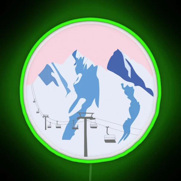 Snowy Mountains Ski Led RGB Neon Sign