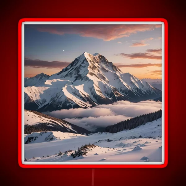 Snowy Sunset Mountain 1 RGB Neon Sign