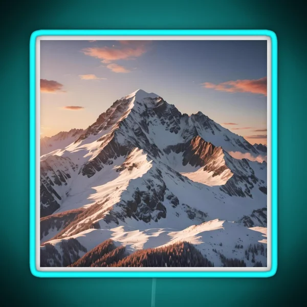 Snowy Sunset Mountain 2 RGB Neon Sign