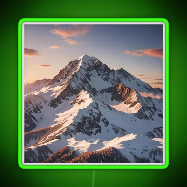 Snowy Sunset Mountain 2 RGB Neon Sign