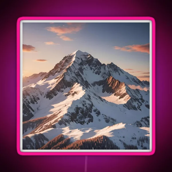 Snowy Sunset Mountain 2 RGB Neon Sign