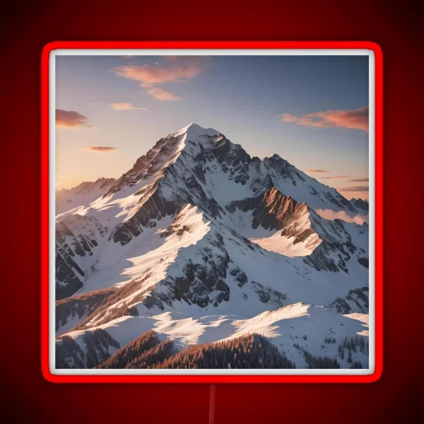 Snowy Sunset Mountain 2 RGB Neon Sign