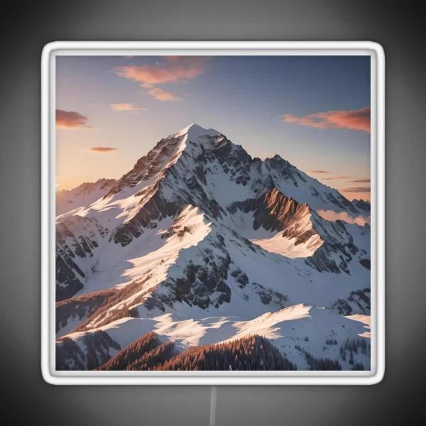 Snowy Sunset Mountain 2 RGB Neon Sign