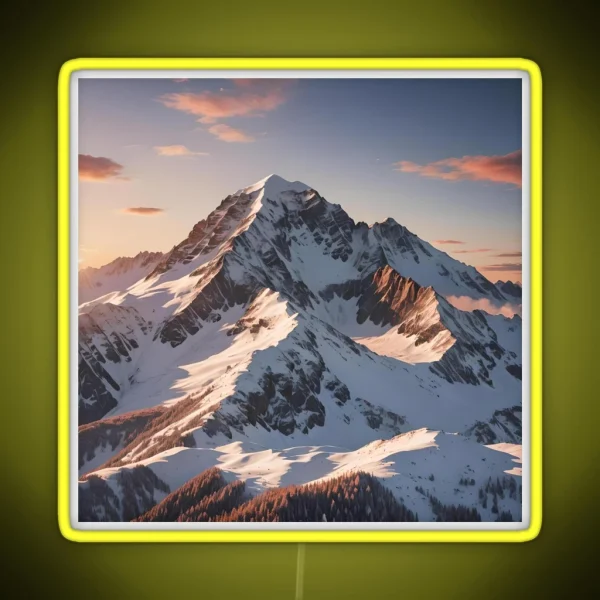 Snowy Sunset Mountain 2 RGB Neon Sign