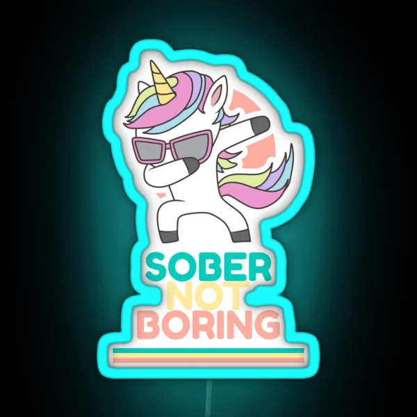 Sober Not Boring Dabbing Unicorn RGB Neon Sign