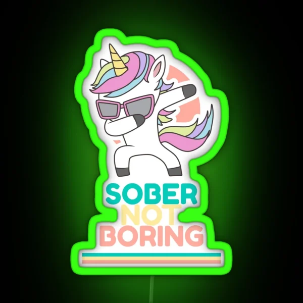 Sober Not Boring Dabbing Unicorn RGB Neon Sign