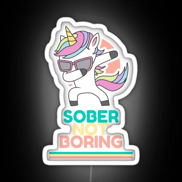 Sober Not Boring Dabbing Unicorn RGB Neon Sign