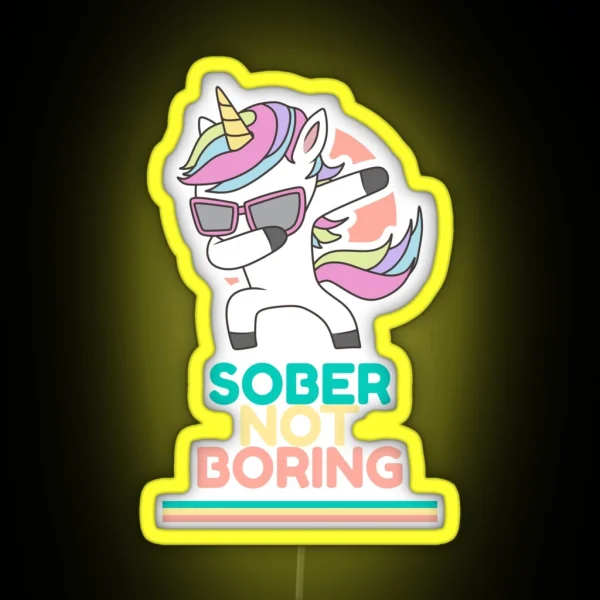 Sober Not Boring Dabbing Unicorn RGB Neon Sign