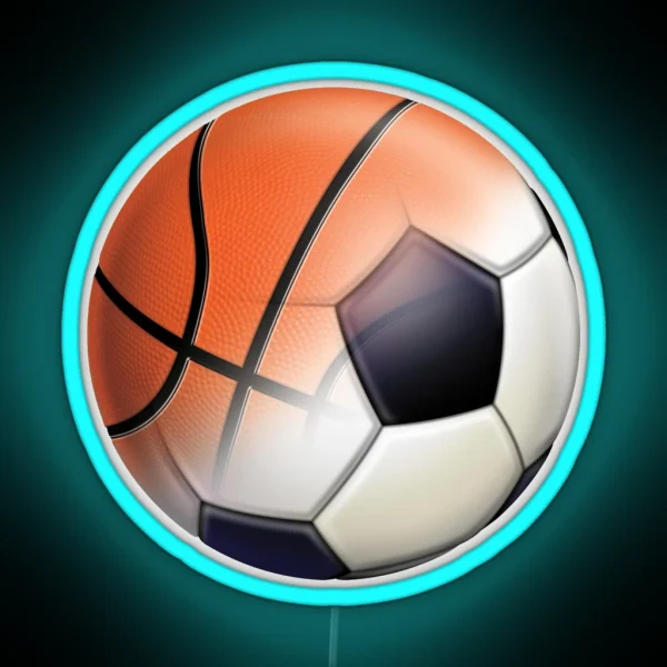 Soccer Ball And Basketball Themes RGB Neon Sign