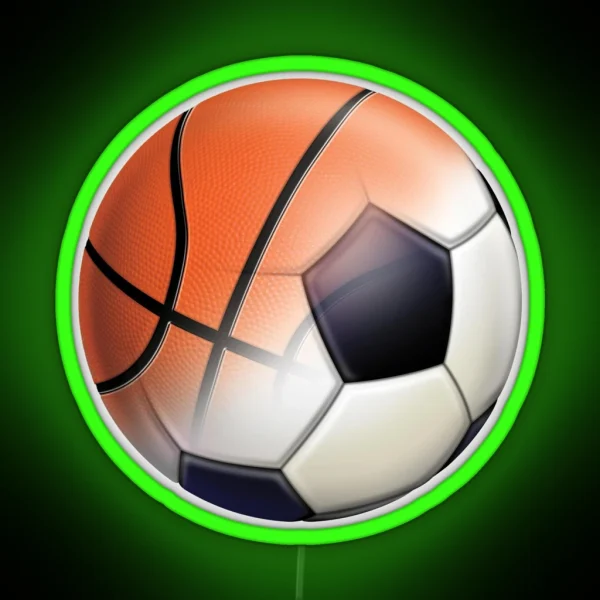 Soccer Ball And Basketball Themes RGB Neon Sign