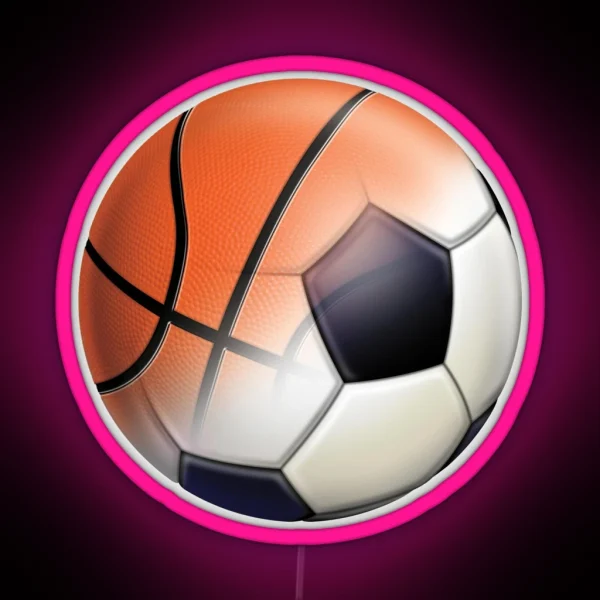 Soccer Ball And Basketball Themes RGB Neon Sign