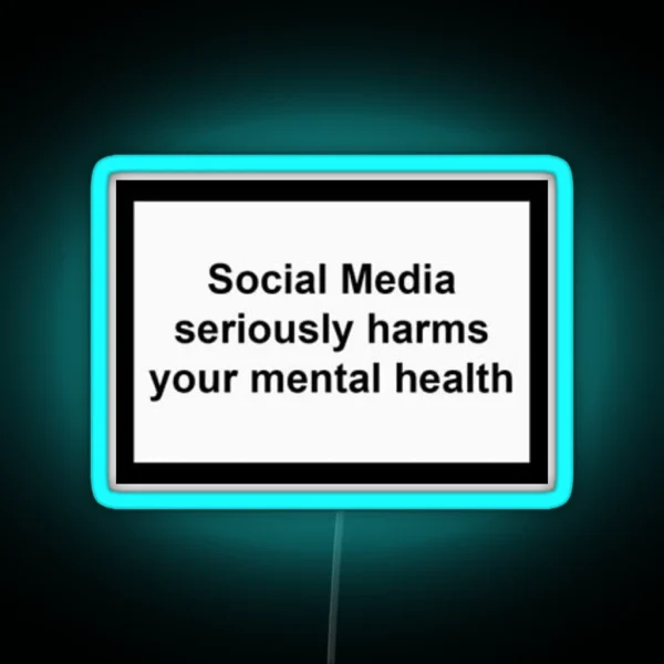 Social Media Harms Mental Health RGB Neon Sign