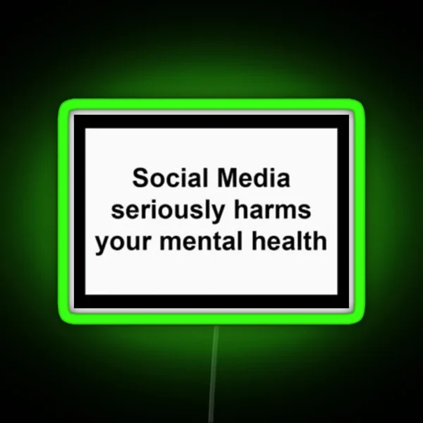 Social Media Harms Mental Health RGB Neon Sign