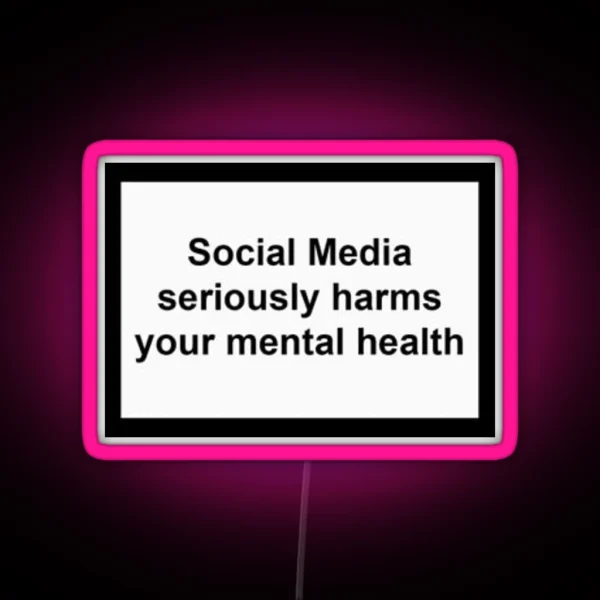 Social Media Harms Mental Health RGB Neon Sign