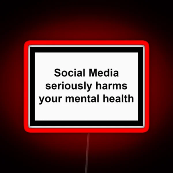 Social Media Harms Mental Health RGB Neon Sign