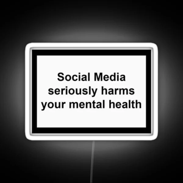 Social Media Harms Mental Health RGB Neon Sign