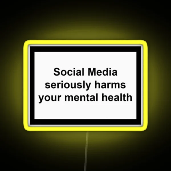 Social Media Harms Mental Health RGB Neon Sign